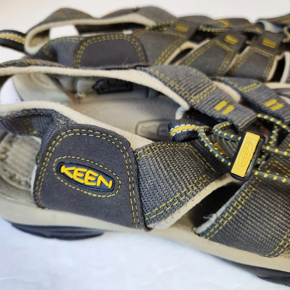 Keen Newport H2 Mens Size 12 Waterproof Hiking Sandals Gray Yellow Outdoor Shoe